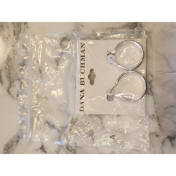 Dana Buchman Silver-Tone Hoop Earrings With Secure Latch Closure - Picture 2 of 6